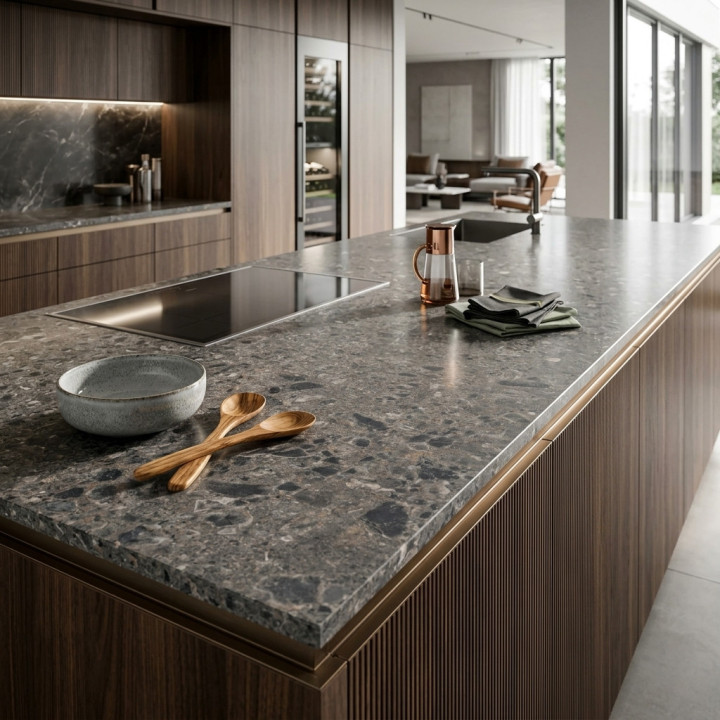 Plan de travail Ceppo Dekton® Marbre Bleu Gris Foncé