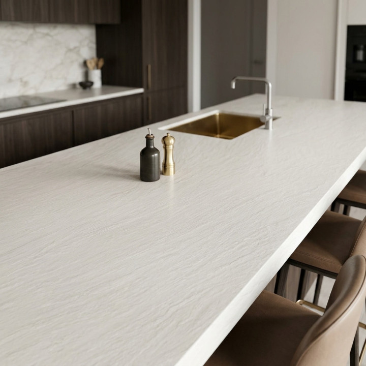 Plan de travail Ardesia Bianco Laminam® Blanc