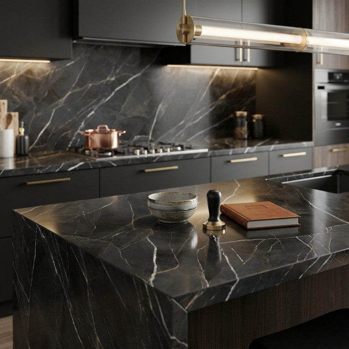 Plan de travail Calacatta Black Laminam® Noir